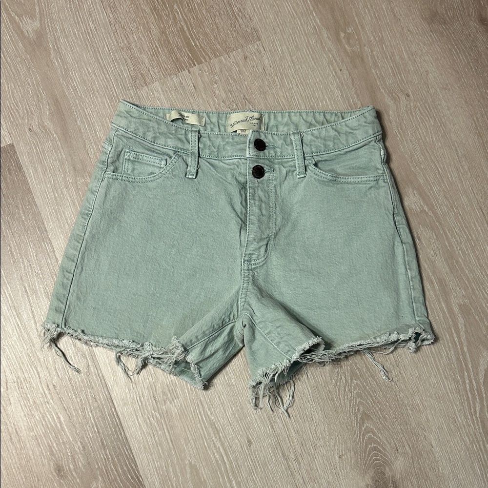 Universal Thread Women's Vintage Mini Mint Green Denim Frayed Shorts sz 0/25